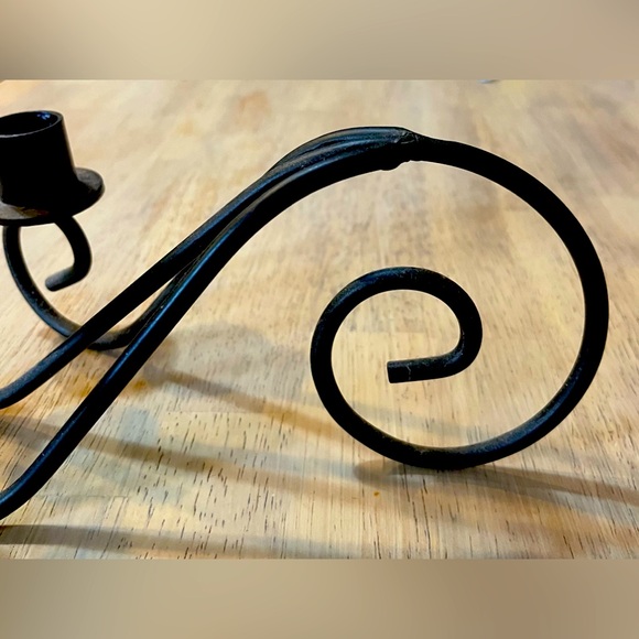 Pair of Vintage Wrought Iron Candle Holders - Picture 4 of 8